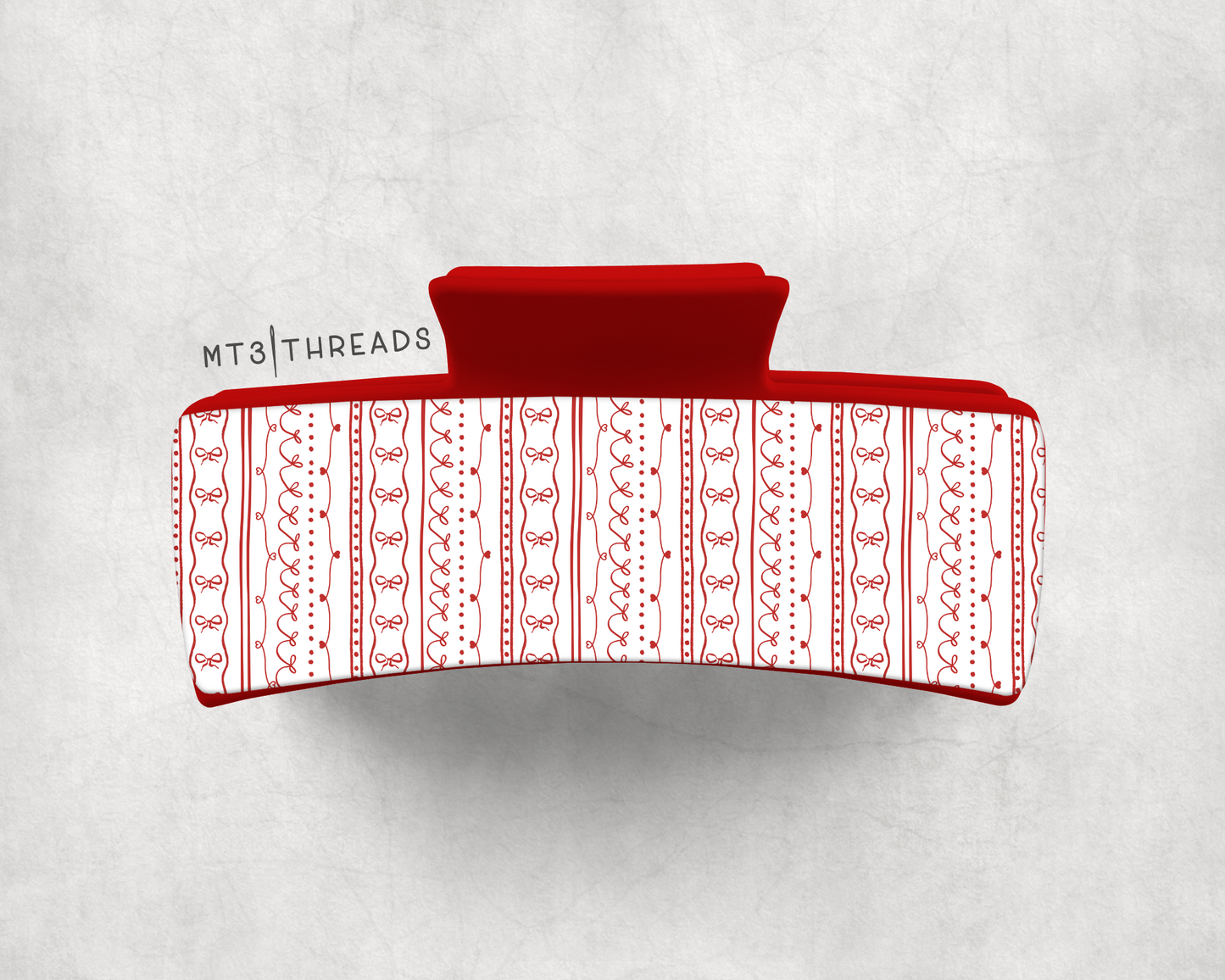 Red Bow Stripes | Claw Clip
