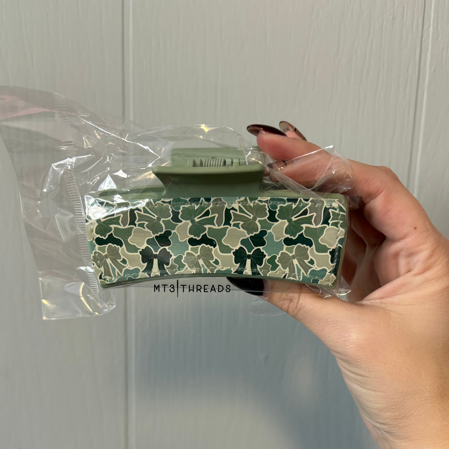 Green Camo Bows | Claw Clip