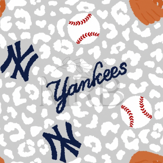 Gray Yankees Cheetah (ON HAND FABRIC)