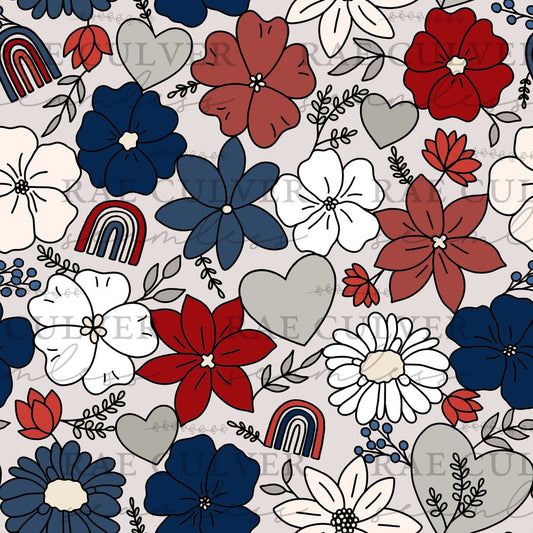 RWB Rainbow Floral (ON HAND FABRIC)