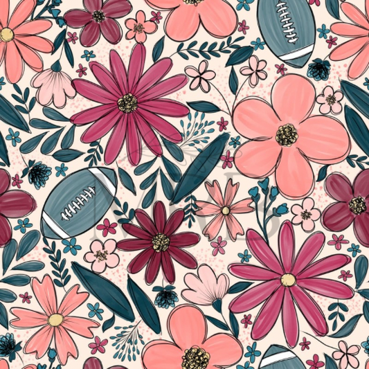 Pink+Teal Football Floral (ON HAND)