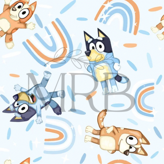 Bluey Rainbow (Blue) (ON HAND FABRIC)