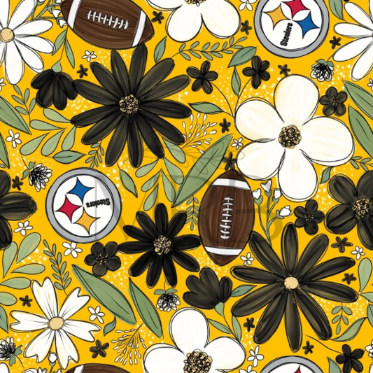 Steelers Floral (ON HAND FABRIC)