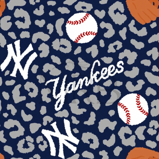 Blue Yankees Cheetah (ON HAND FABRIC)