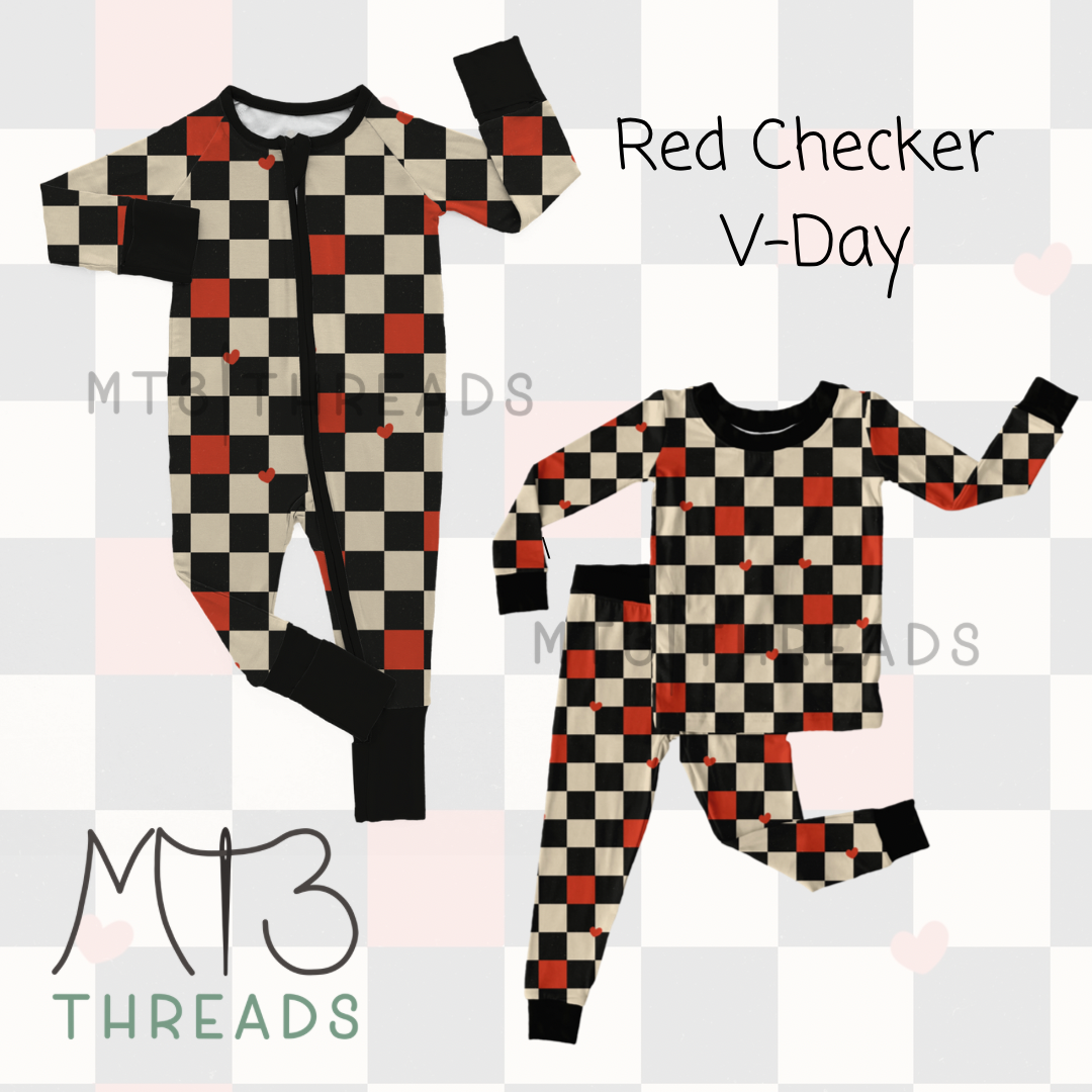 (RTS) Red Checker V-Day 2pc set