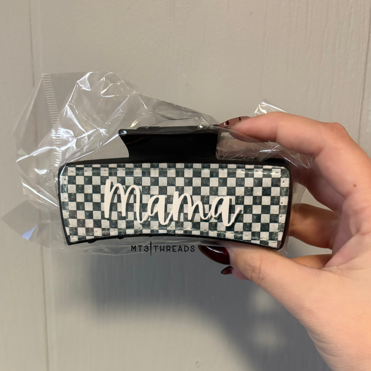 Mama Black + White Checks | Claw Clip