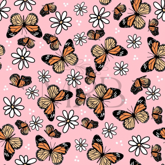 Pink Butterflies (ON HAND FABRIC)