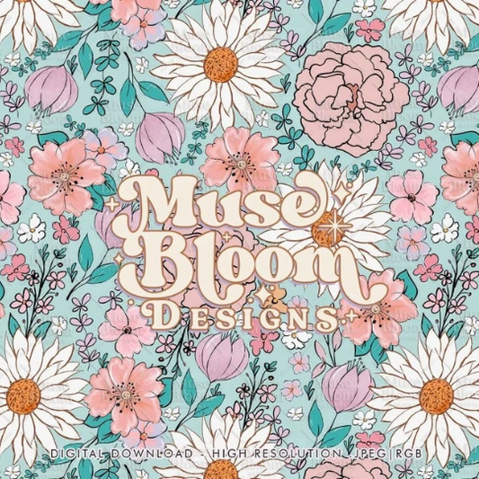 Blue Floral (ON HAND FABRIC)