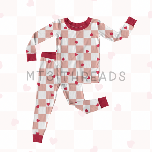 (RTS) Pink Checker V-Day 2pc set