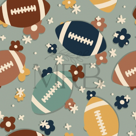 Teal Football Floral (ON HAND)
