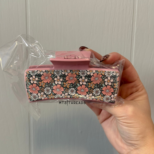 Pink Floral | Claw Clip