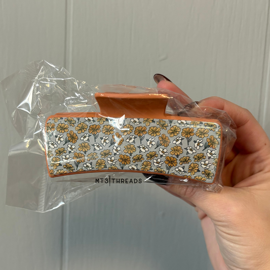 Orange Floral | Claw Clip