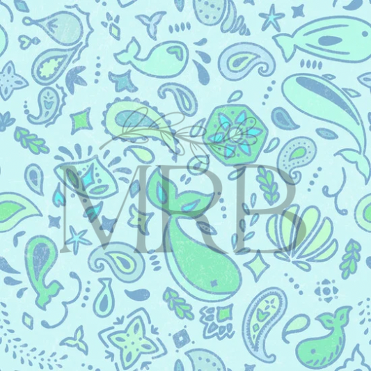 Light Blue Whale Bandana  (ON HAND)