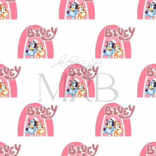 Bluey Pink Rainbow (ON HAND FABRIC)
