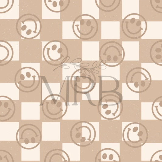 Tan Smiley Checks (ON HAND FABRIC)
