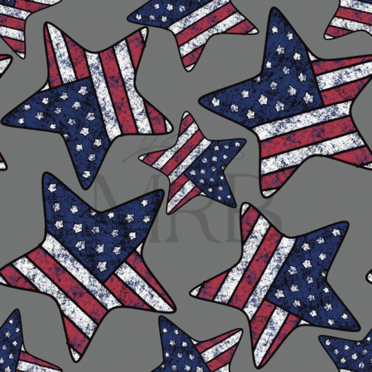 Grey RWB Stars (ON HAND FABRIC)