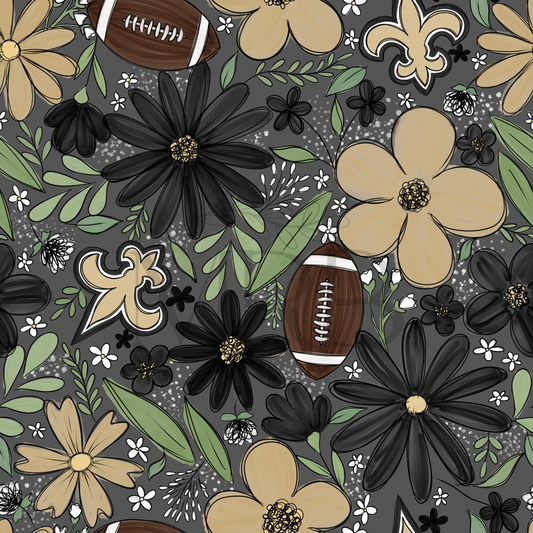 New Orleans Saints Floral (ON HAND FABRIC)