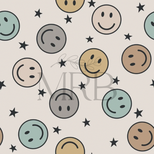 Muted Smiley (ON HAND FABRIC)