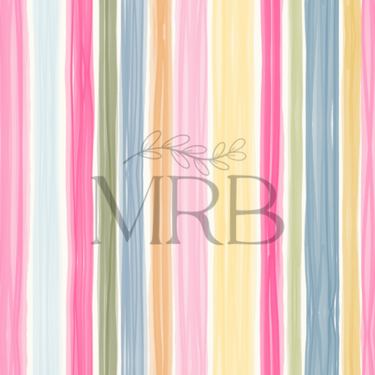 Pink+Blue Floral Stripes (ON HAND FABRIC)