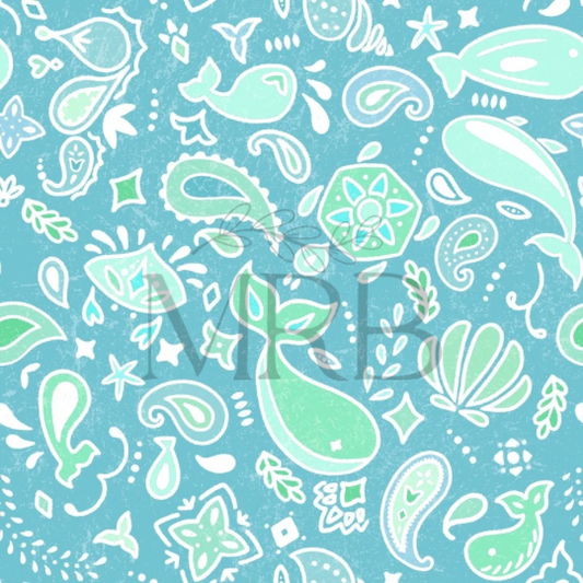 Blue Whale Bandana (ON HAND FABRIC)