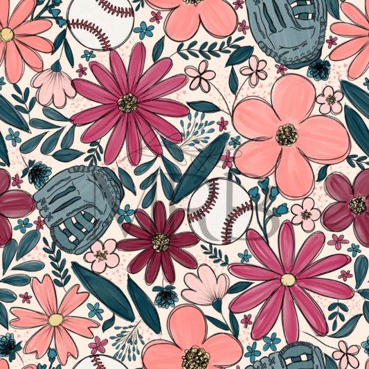 Floral Baseball (ON HAND FABRIC)