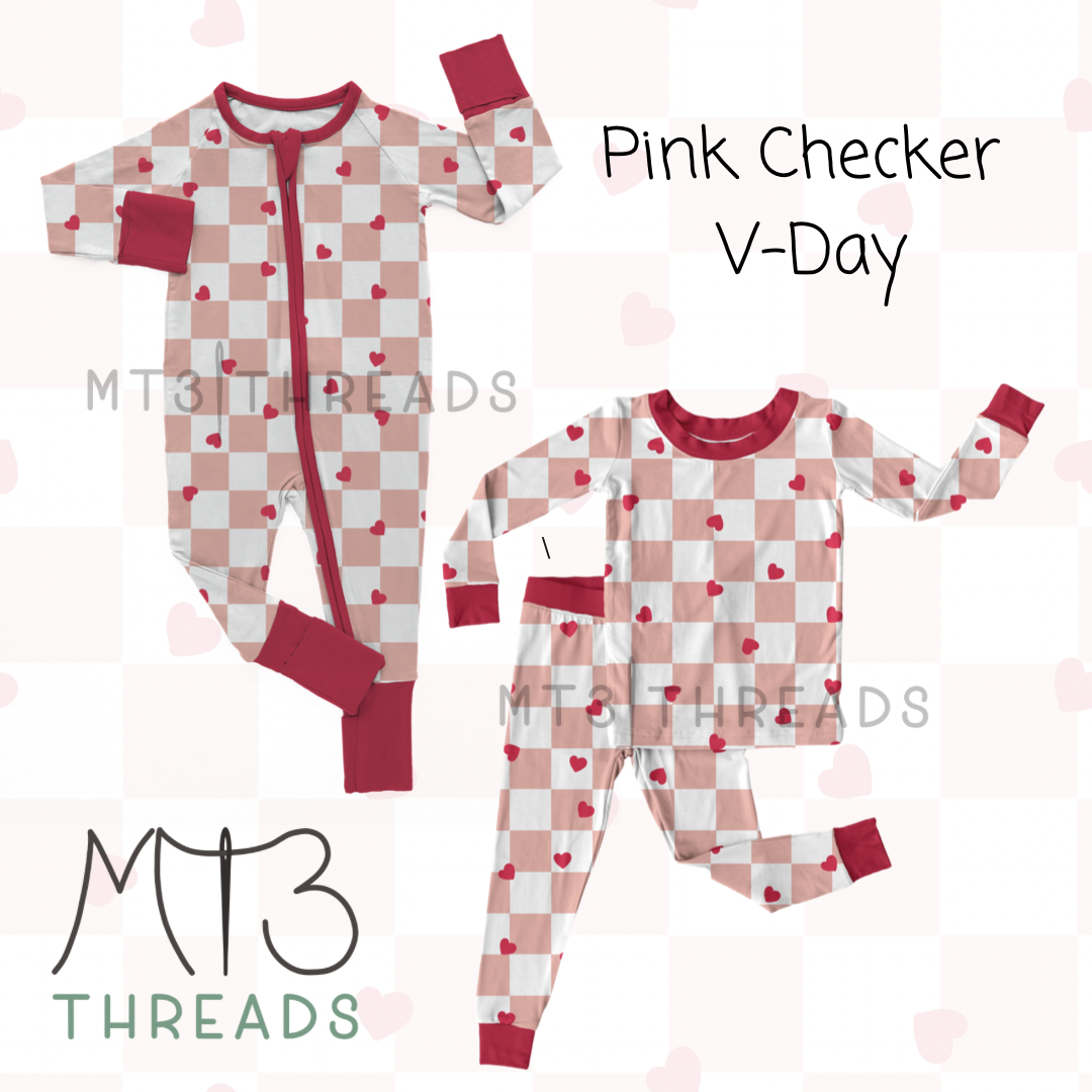 (RTS) Pink Checker V-Day 2pc set