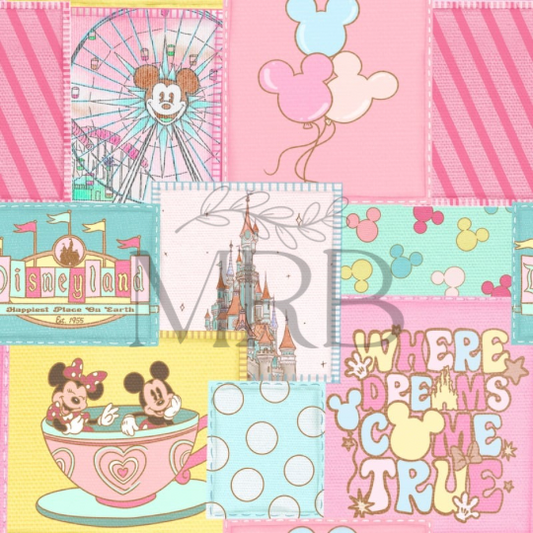 Pink+Teal Mickey Patchwork (ON HAND)