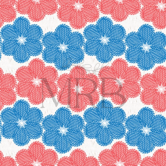 RWB crochet floral (ON HAND FABRIC)