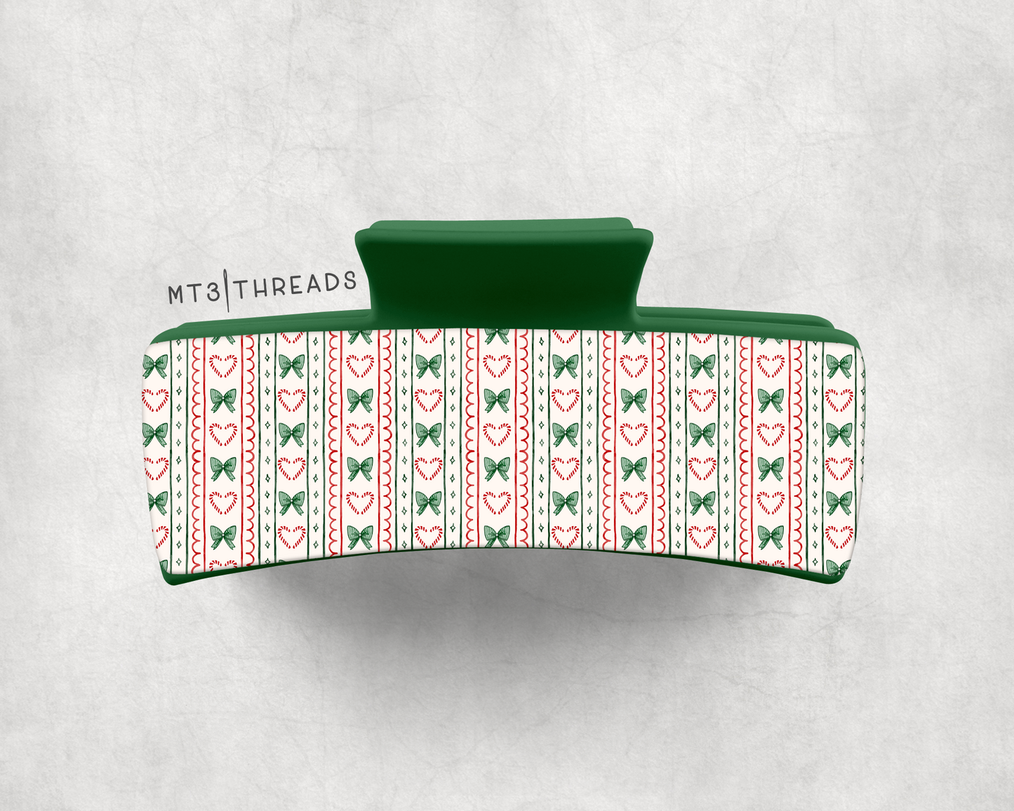 Green Bow Stripes | Claw Clip
