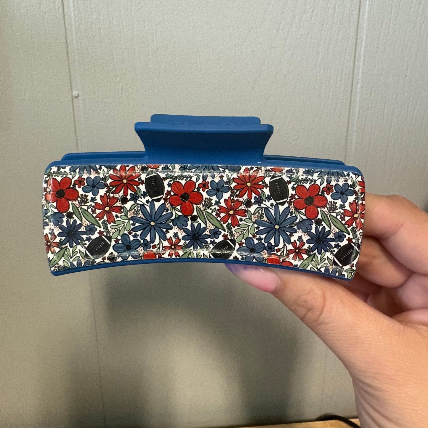 Red & Blue Football | Claw Clip