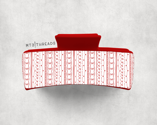 Red Bow Stripes | Claw Clip